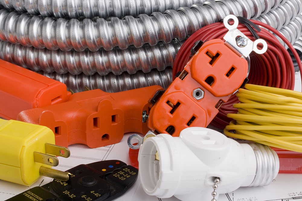 picture of neatly stacked wiring and cabling for an electrical job