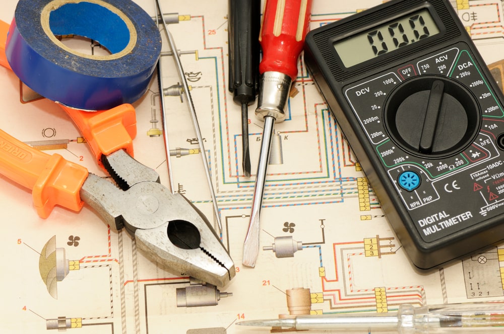 collection of electricians tools